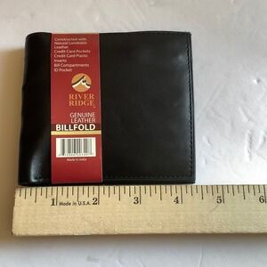 River Ridge Mens Black Genuine Lambskin Leather Bifold Wallet ID Window NEW